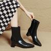 High-heeled short boots women's 2025 autumn and winter new pointed thick-heeled thin boots women's leather boots white French medium boots