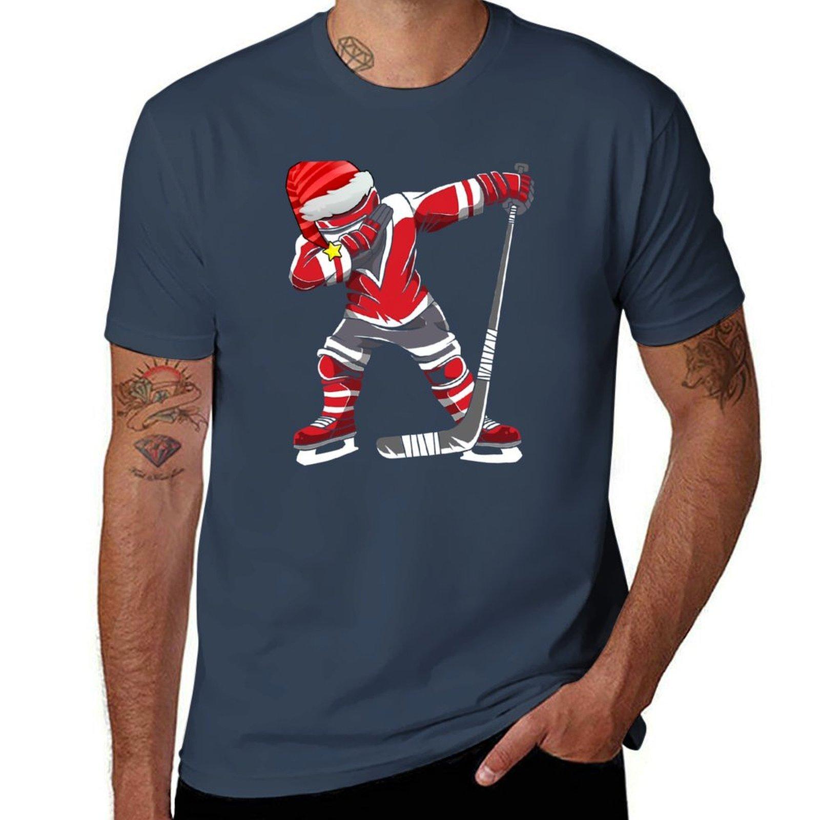 Christmas Dabbing Ice Hockey Elf Squad Tshirt Uv Protection Outdoor Tee Shirt S