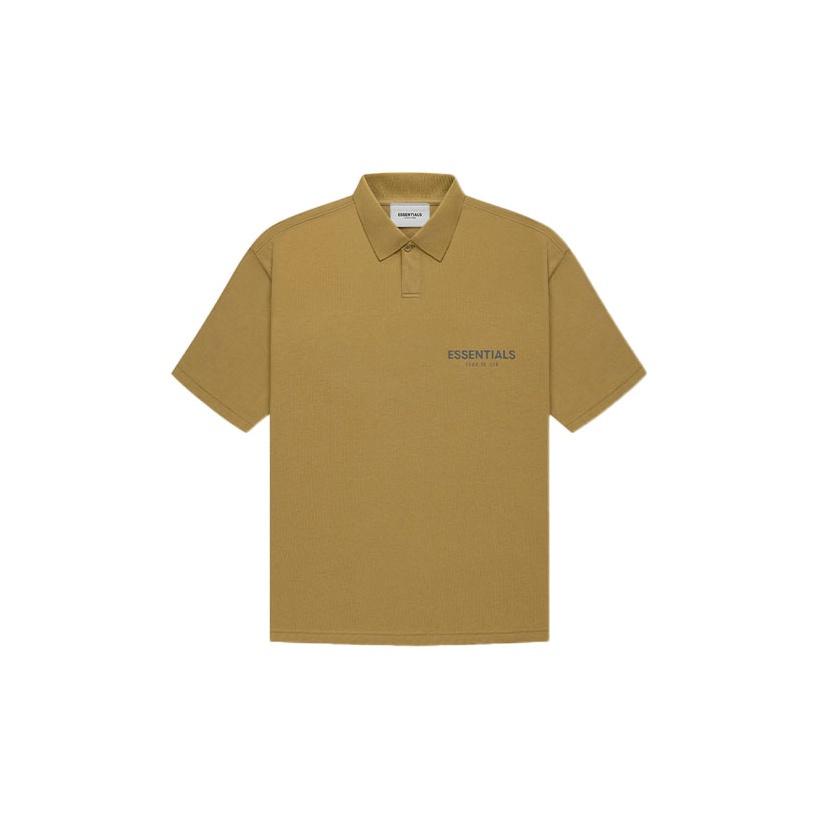Fear of God Essentials Kurzarm-Polo mit einfarbigem Logo-Print Unisex-Oberteile Bernstein FOG-FW21-006