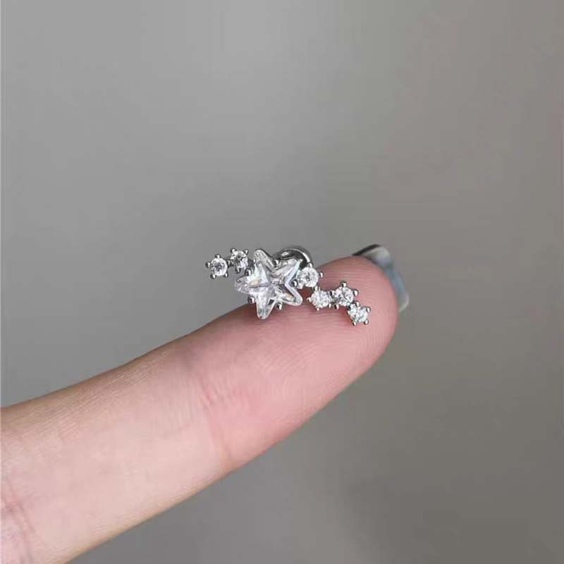 1Pcs Fashion Gold Color Star Stud Earrings for Women Exquisite Shiny Zircon Piercing Earrings Wedding Jewelry Bijoux Gift
