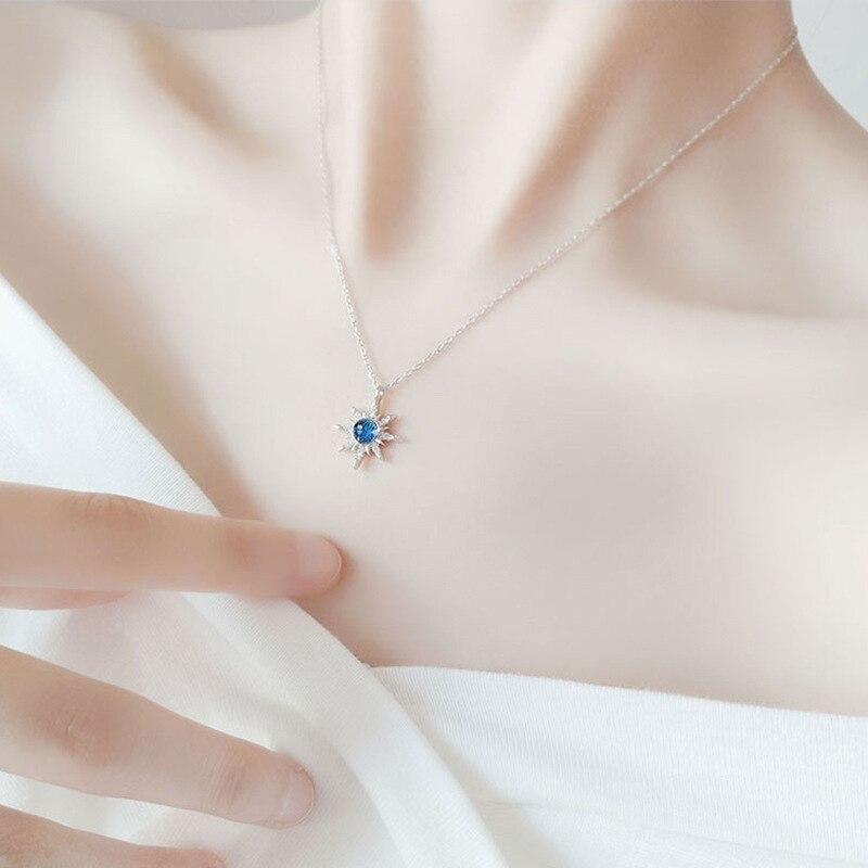 925 Sterling Silber Gliederkette Mondstein Stern Anhänger Halsketten für Frauen Hochzeitsschmuck Geschenk Choker dz070