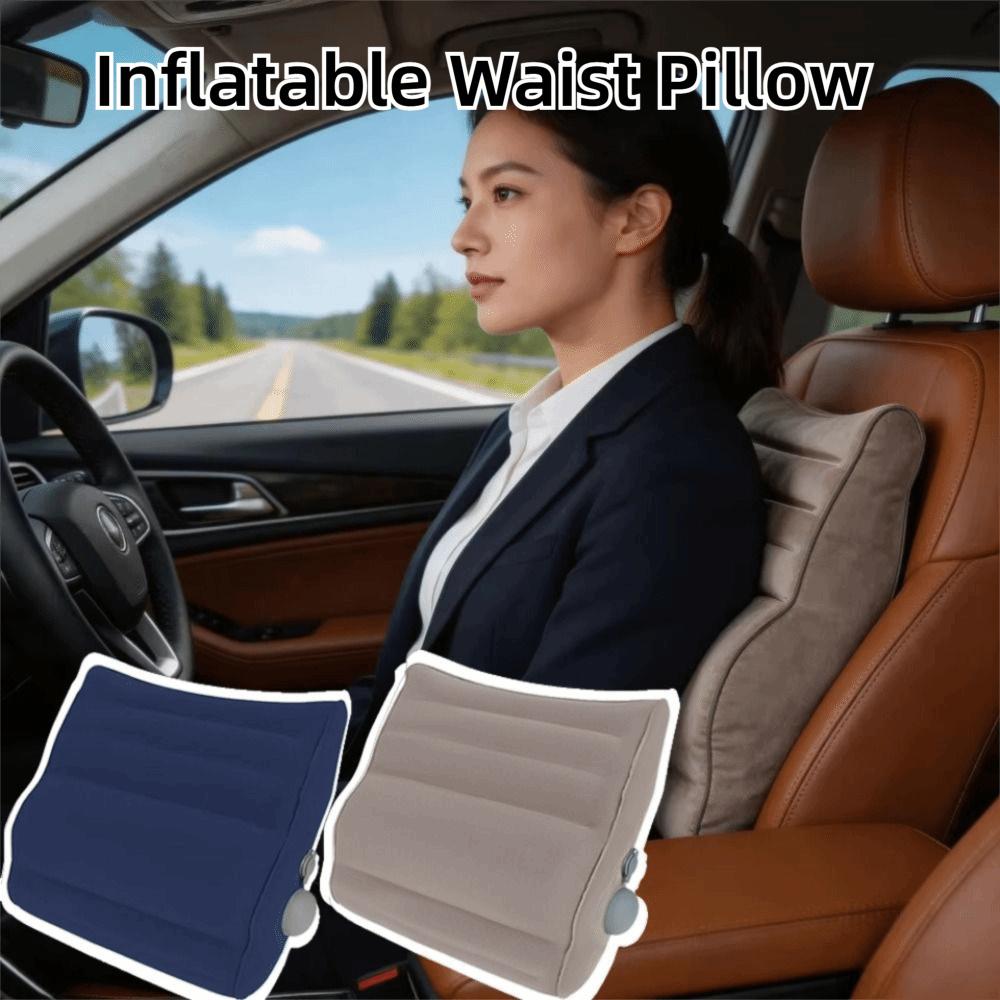 Portable Inflatable Waist Pillow Thickened Travel Backrest Pad Soft Lumbar Support Pillow Camping