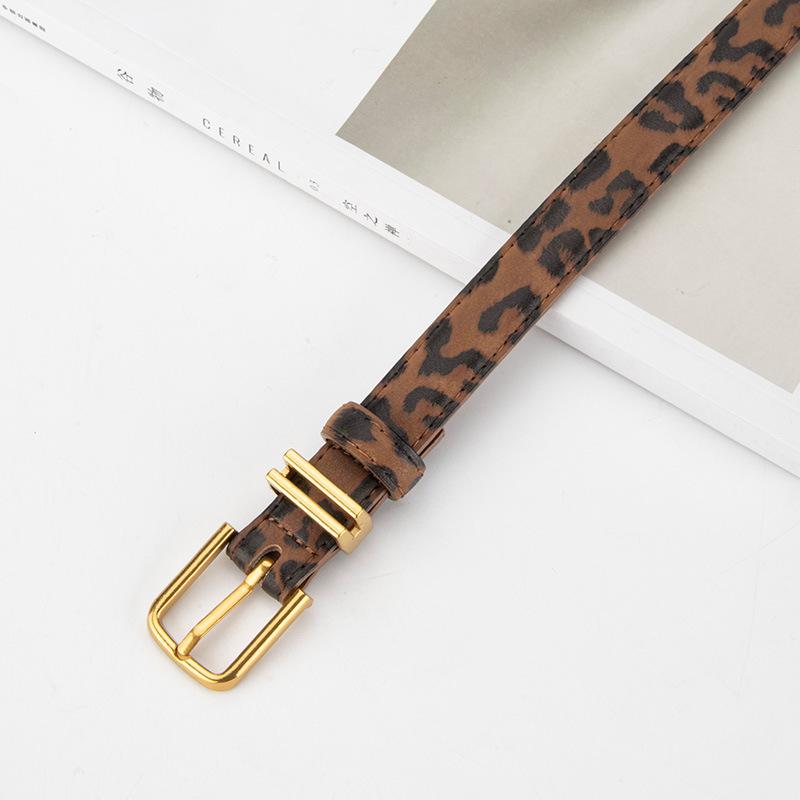 Genuine Leather Belt for Women's Personalized Leopard Leather Pattern Alloy Pin Buckle Trendy and Fashionable Versatile Pants