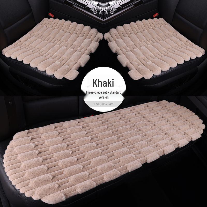 Universal Heated Winter Bamboo Plush Car Seat Cushion Set - Non-slip, Thickened, Three-piece for Warmth and Comfort