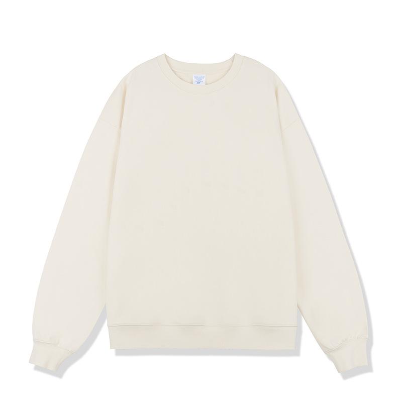 Jesienny i Zimowy Zaktualizowany Jednokolorowy Sweter Męski z Frotte, Okrągły Dekolt, Ciężki, Pogrubiony, Amerykański Luźny Krój