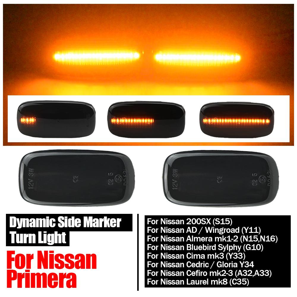 For Nissan Maxima Skyline R34 Almera N15 N16 Pulsar Primera P11 P12 Flowing LED Side Marker Dynamic Turn Signal Light Lamp