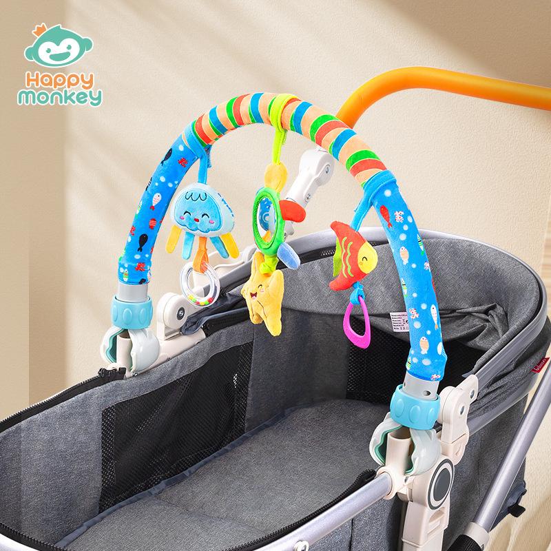 Happy Monkey Newborn Clip-On Mobile Toy: Bed, Stroller, Car Clip & Rattle Ornament.