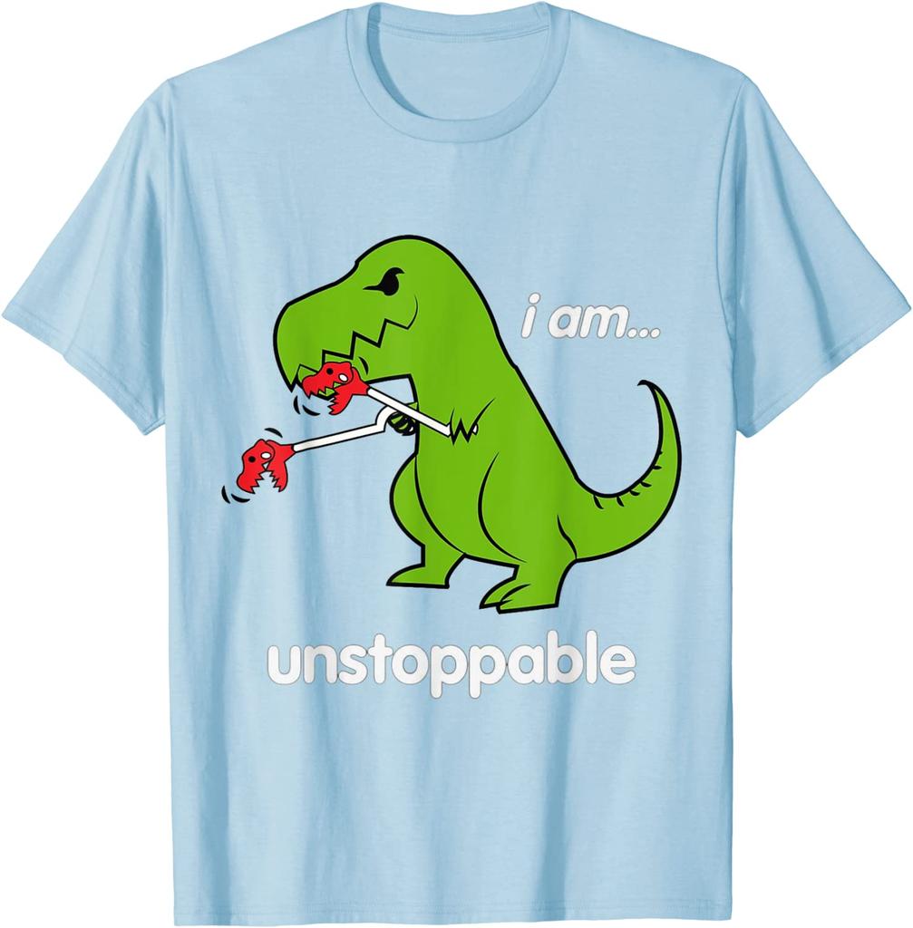 I Am Unstoppable T-Rex  Dino Cool Cute Humor Funny T-Shirt Tshirts Tops Tees New Design Cotton Hip Hop Gift Men's