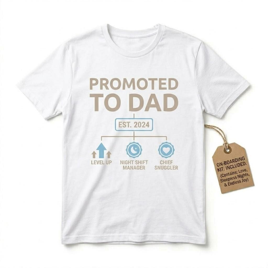 Promoted To Dad Est 2024 T-Shirt New Dad Gift First Time Father Announcement M