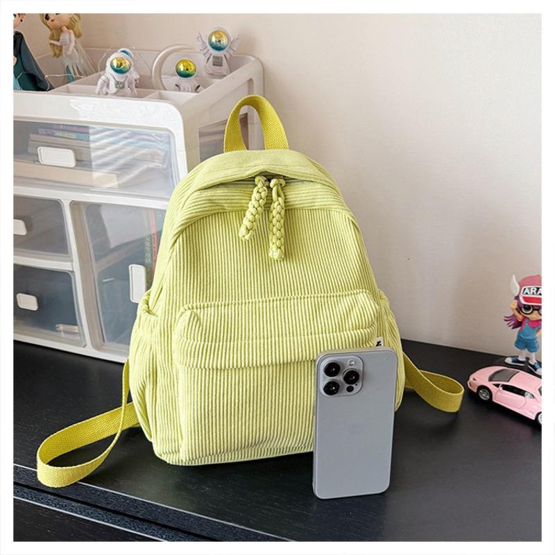 New Versatile Fashion Women Corduroy Backpacks College Women Solid Color School Backpacks Travel Shoulder Bags for Teenagers