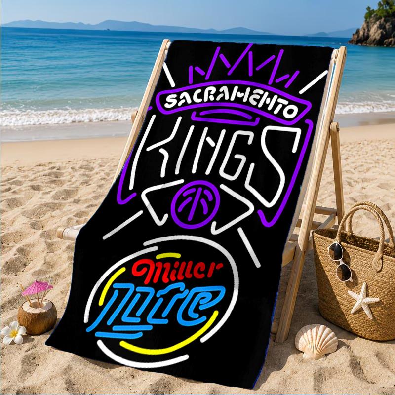 Sacramento Basketball Logo Beach Towel, Microfiber Beach Towel, Perfect For Pool, Beach, Travel, Home Decor Beach Party Fan gifts