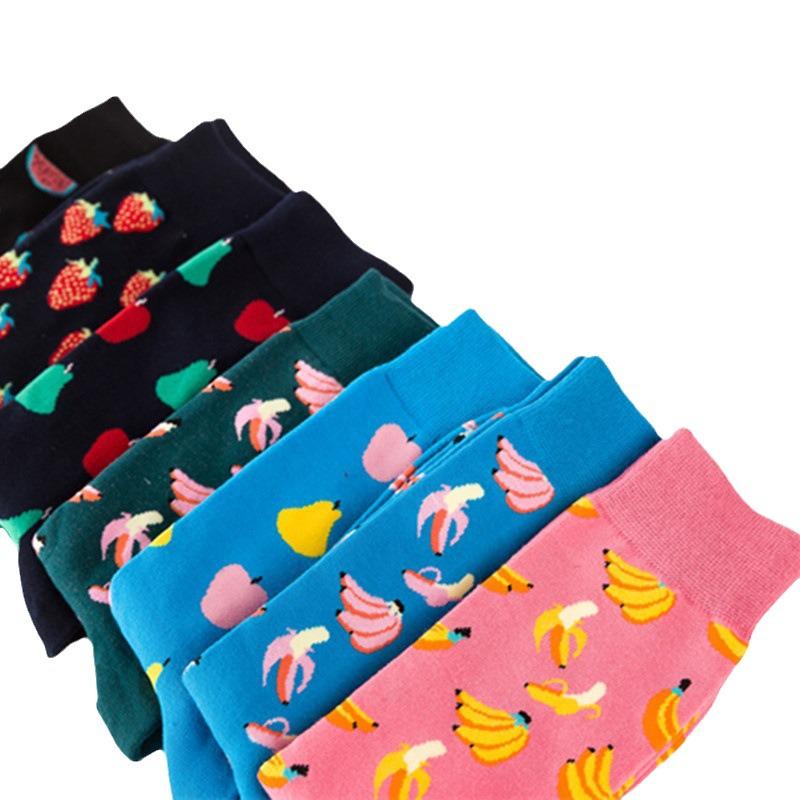 Bunte Herren-Fruchtsocken - Mittellang, Kartenloses Design für Paare