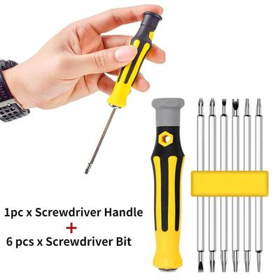 6 Piece Set Tamper-Proof Magnetic Screwdriver Bit Hex  Screwdriver Head Flat Repair Precision Insulated Hand Tool Safety LXY