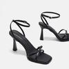 2025 designer women's new fashion letter high heels black super high heels stilettos lace-up sandals for women