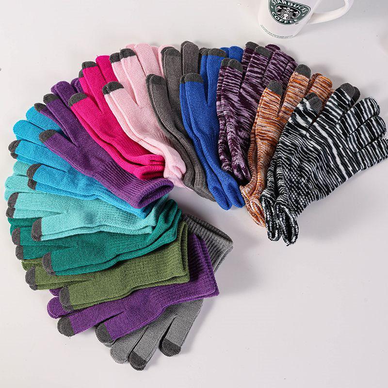 

Winter Korean Style Cute Touchscreen Gloves for Female Students - Plush, Thick, Warm, Five-Fingered, Cold-Proof Cotton Riding Gloves