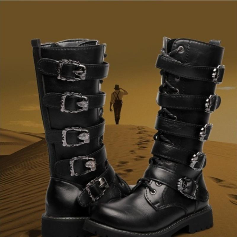 Fashion Large Size 46 Winter Men Long Cotton Boots Cool High Top Men Boots Fashion Leather Platform Boots Personalized Botas Para Hombre