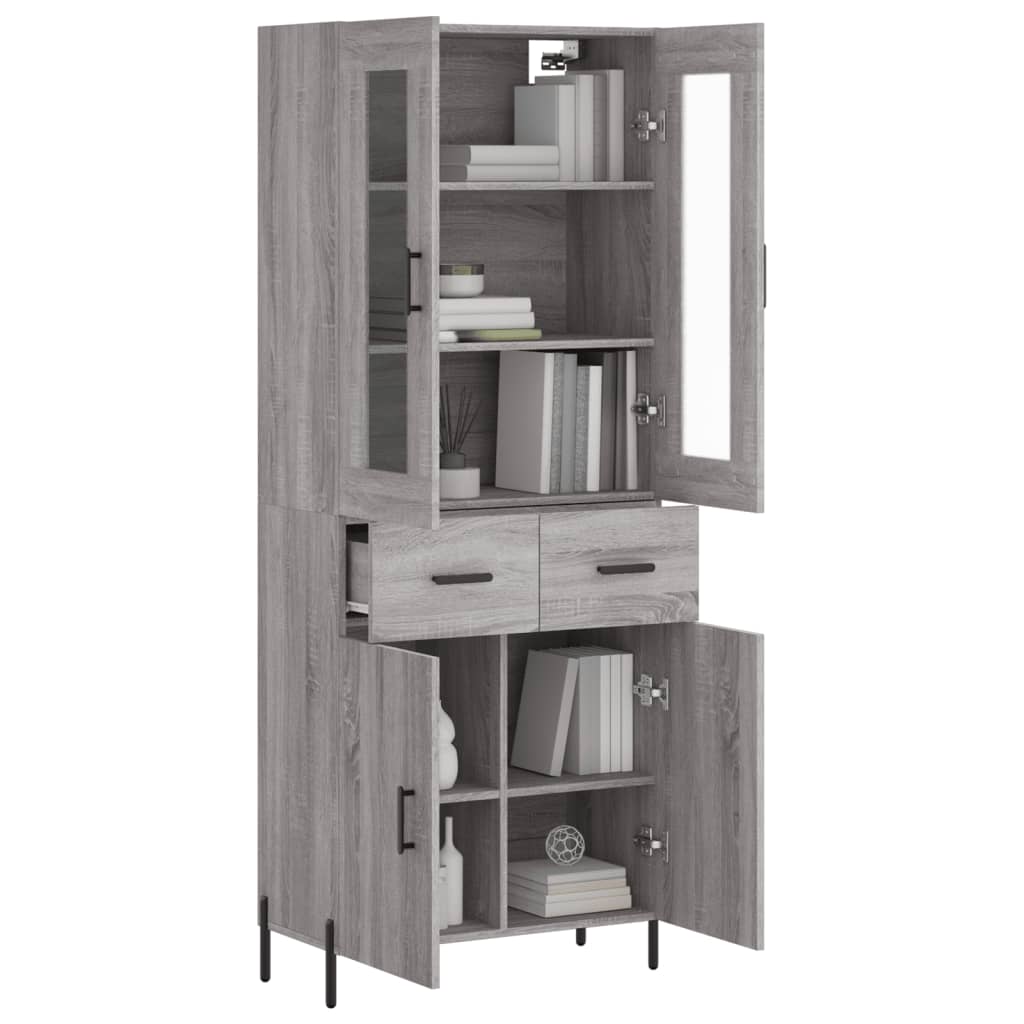 Highboard Gray Sonoma 69.5 X 34 X 180 Cm Particleboard
