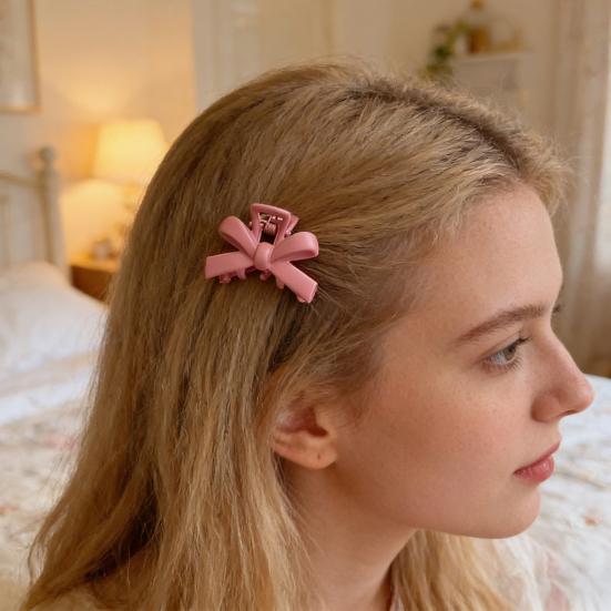 5Pcs Girl Hairpins 3D Bow Design Matte Texture Hair Clips Lightweight Small Gripper