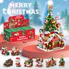 DIY 8in1 Lights Christmas Elk Deer Santa Claus Train Architecture Store Street View Xmas Tree Snow House Building Block Kit Toy