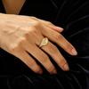 Gold Plated Stainless Steel Twisted Dome Ring Women Waterproof Hypoallergenic Croissant Band Fashion Jewelry Daily Stackable