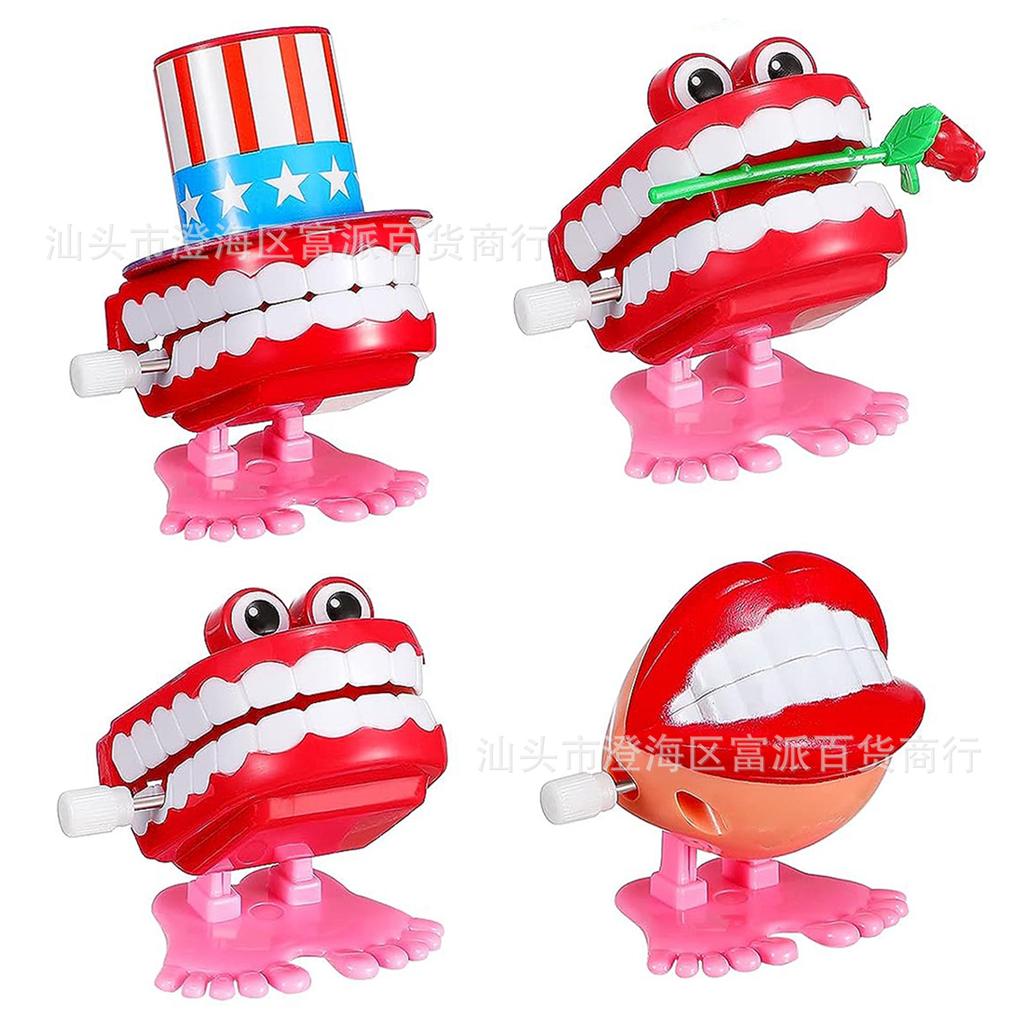 Halloween Valentine's Day Gift Chain Bouncing Tooth with Eyes and Hat Jumping Tooth Creative Children's Spring Toy