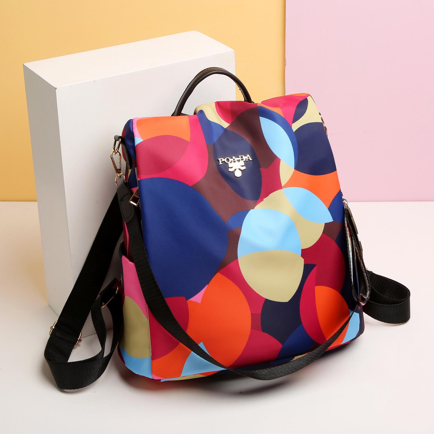 Womens Oxford Cloth Backpack Colorful Circle Pattern Waterproof Anti-Theft Versatile Backpacks for TravelSchoolDaily Use 3090₽