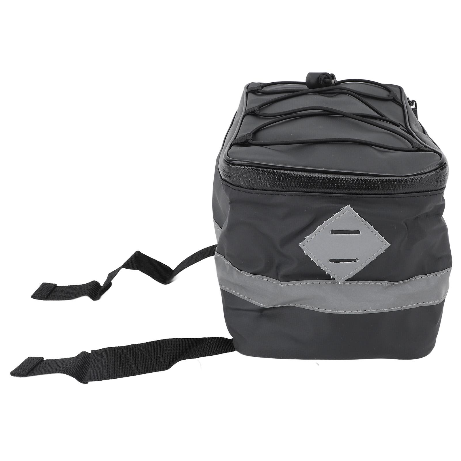 8L Black Bike Seat Bag Waterproof Multifunctional Electric Bicycle Seat Bag Large Capacity PU Leather Bike Backseat Bag