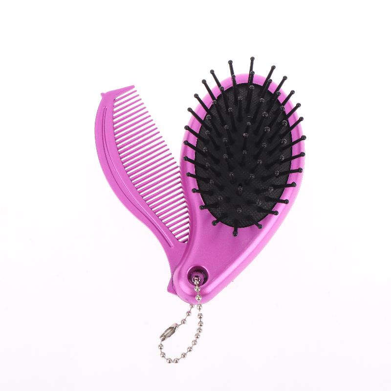 

3-in-1 Portable Hair Brush With Mirror And Flat Top Comb Foldable Dual-Use Massage Feature Trendy Air Cushion Comb