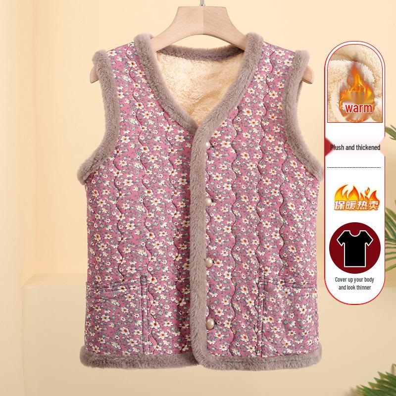 Autumn Winter Plus Velvet Vest for Middle-Aged & Elderly Women - Thickened Waistcoat for Moms & Grandmas