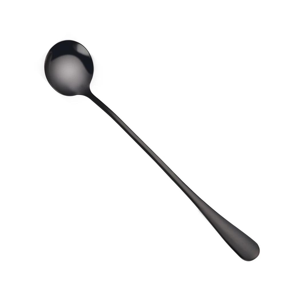 Kitchen Solid Color Stainless Steel Coffee Spoon With Long Handle Scoops Dessert Tea Spoon Accessories Tableware Supplies Tools