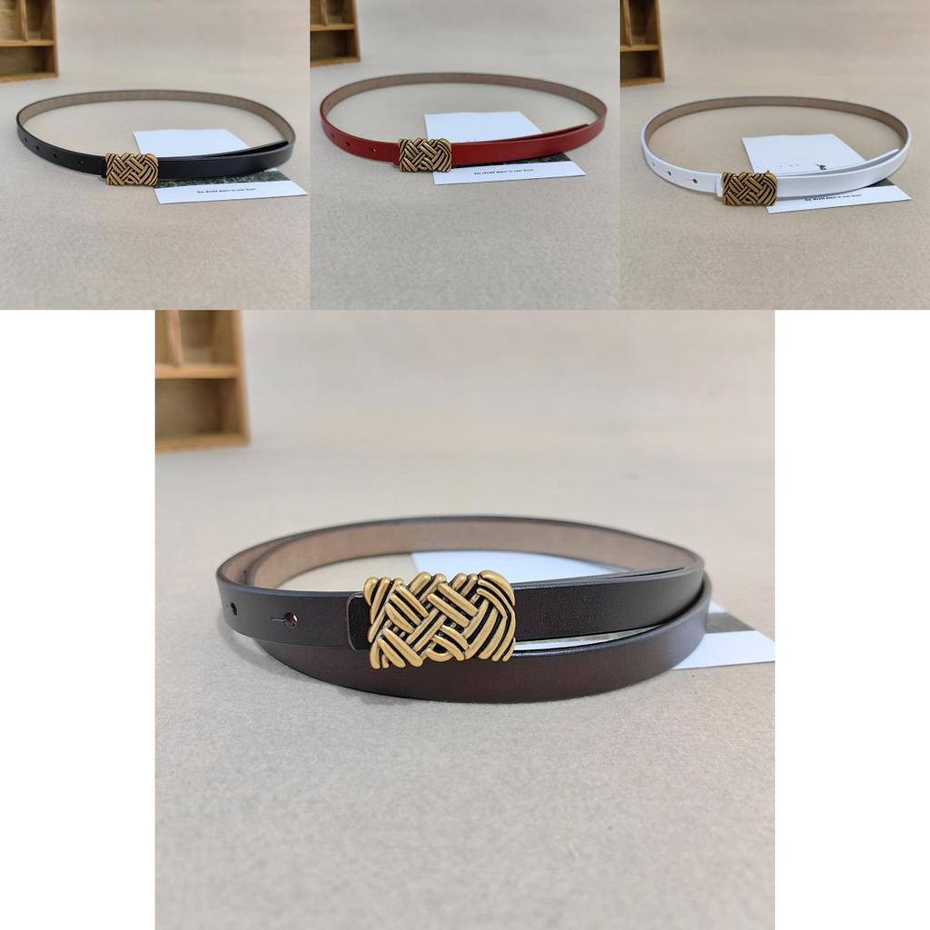 Genuine Leather Slim Waist Belt With Snap Button Closure For Office Wear