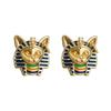 Enamel Egyptian Style Stud Earrings Unique Silver Ear Studs Fashionable Cat Pharaoh Earrings  Girls