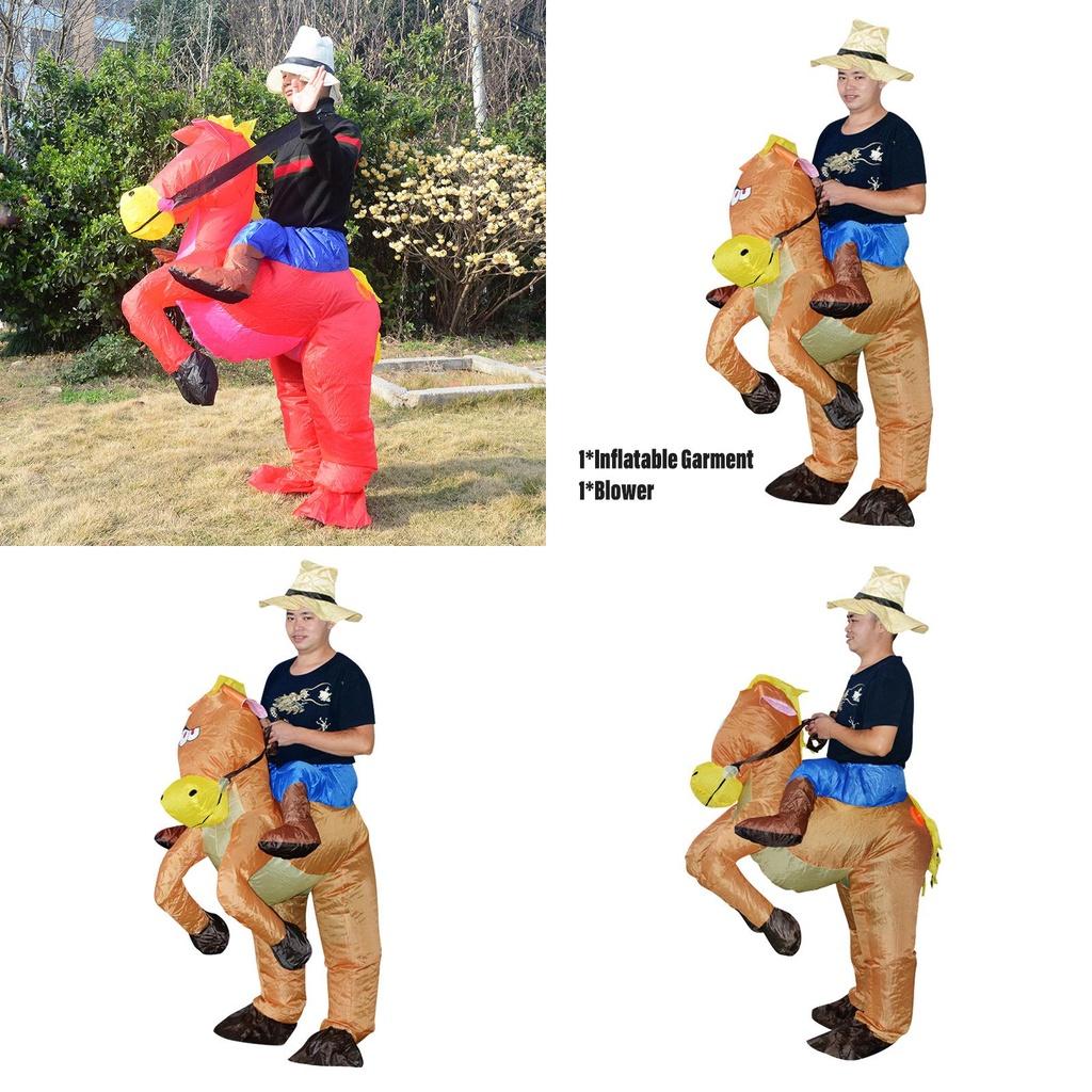 Inflatable Horse Costume For Adults Creative Performance Outfit Polyester Material Brown/red/black