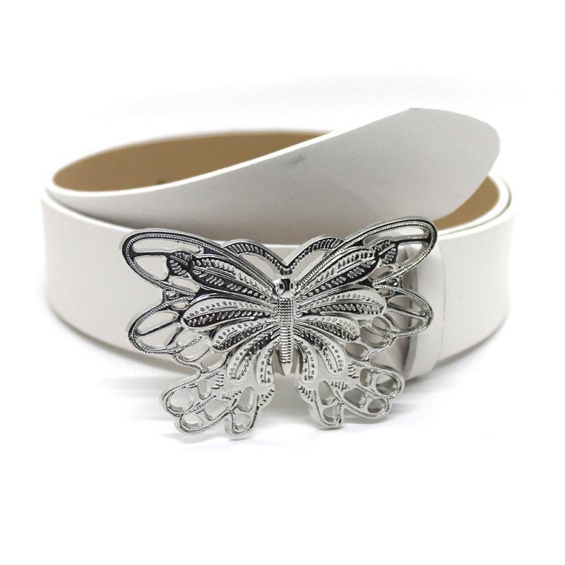 Trendy Punk Millennial Metal Buckle Butterfly Belt In Elegant Silver And Various Hues