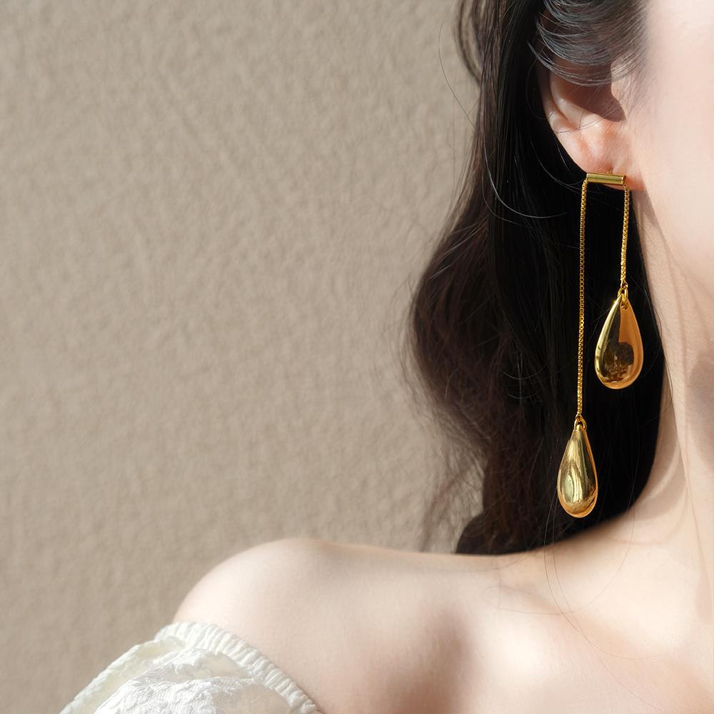 European and American Exaggerated Metal Droplet Pendants Long Tassel Earrings 2026 Fashion Jewelry Accessories For Women or Girl