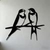 1pc 2D Flat Modern Minimalist Two Swallows On Branch Metal Wall Sculpture Iron Thin Panel Art Wall Decor for Living Room Bedroom Office Narrow Spaces