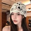 Bohemian Style Hollowed Out Beanie Cap Handmade Woven Cap Retro Crochet Flower Knitted Hat  Outdoor