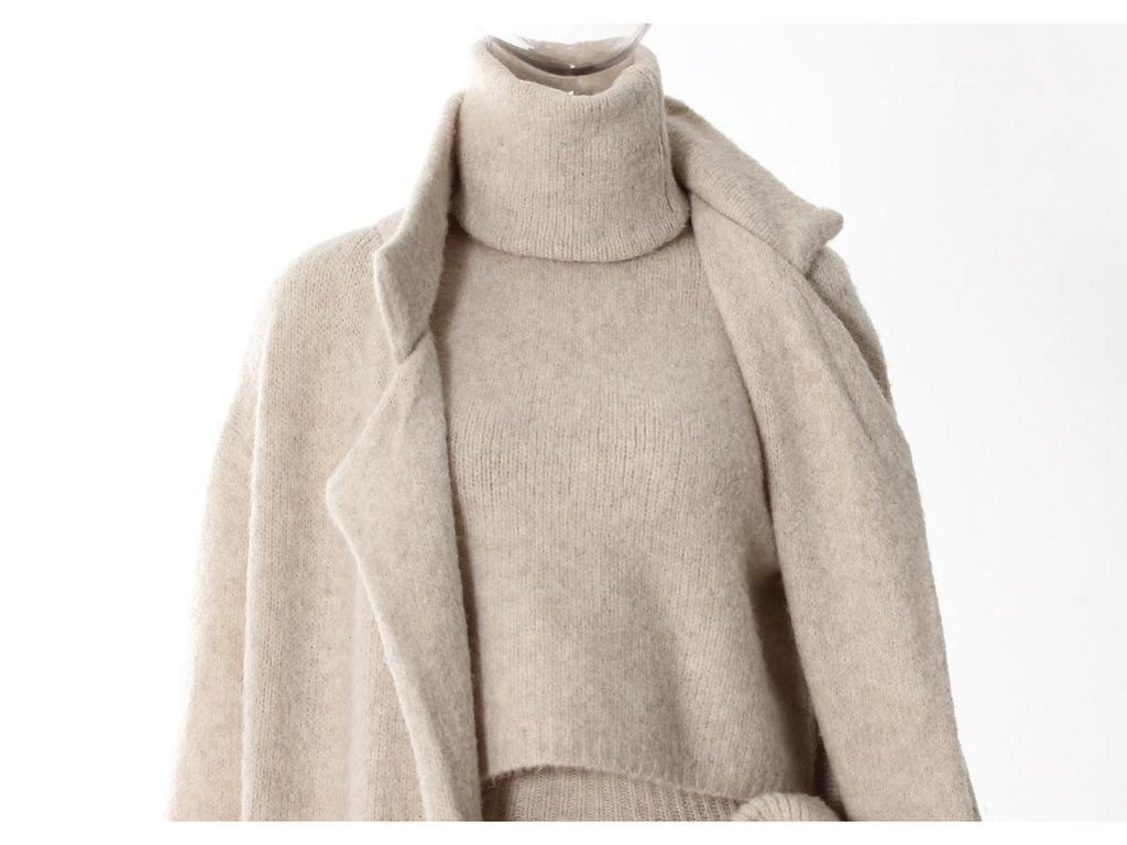 2025 Spring Autumn Loose-fitting Gentle Style Women's Knit Cardigan Sweater Three-Piece Set