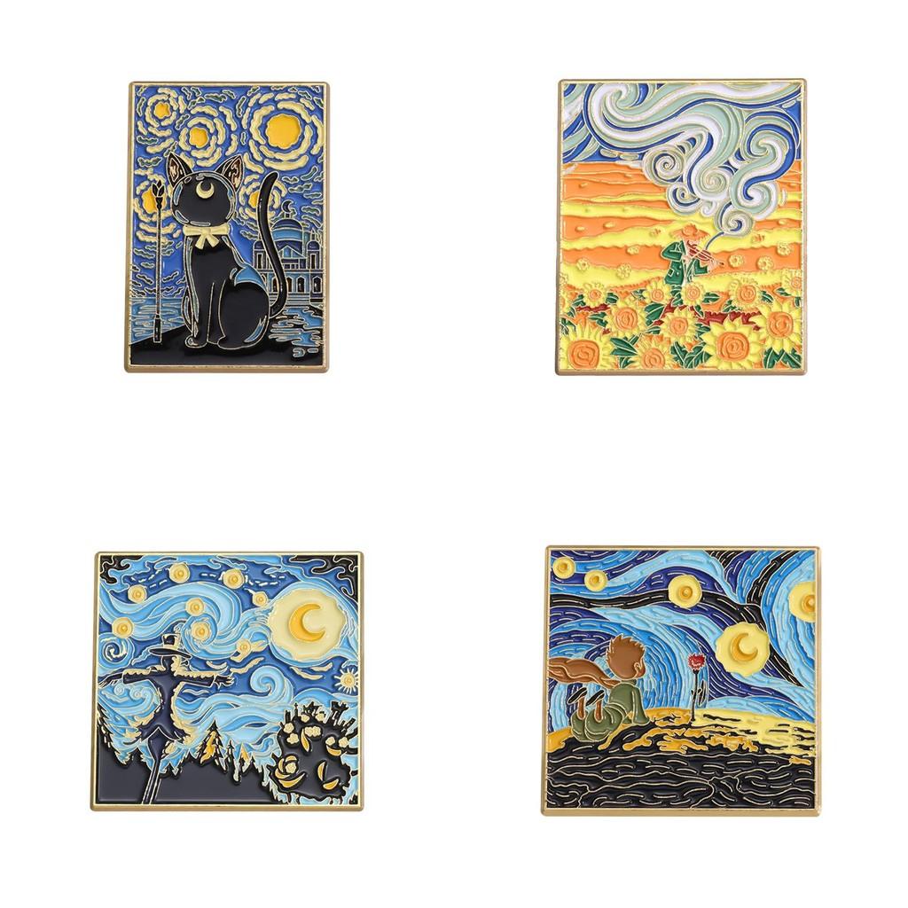 Unique Cartoon Inspired Artistic Brooch With Dreamy Starry Sunflower Design For All