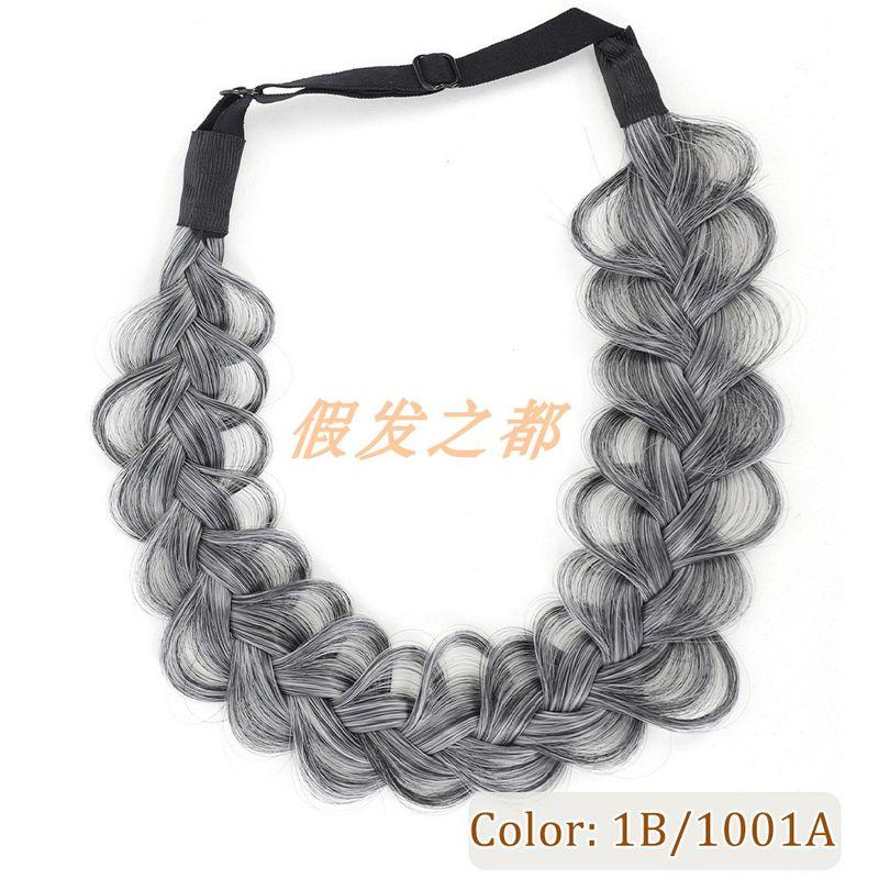 Wig Hair Hoop Female Qianjin Princess High Skull Top Twist Braid Braided Hair Headband Fluffy Artificial Hair Updo Gadget Headdress