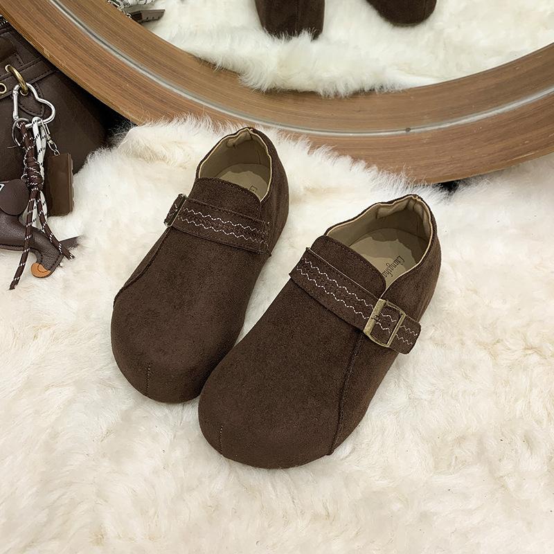 

[Fanfna] Retro Boken Shoes Women s 2025 Autumn New Mori All-Inclusive One-Pedal Casual and Comfortable Loafers 40 темно-коричневого кольору
