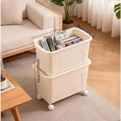 Multi-Use Wheeled Desktop Storage Box - 1pc Removable Basket for Books, Office Supplies & Bags, Portable Under-Table Organizer