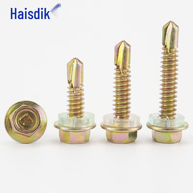 HAISIDIKE HK-12 Color Zinc Hex Head Self-Drilling Screws