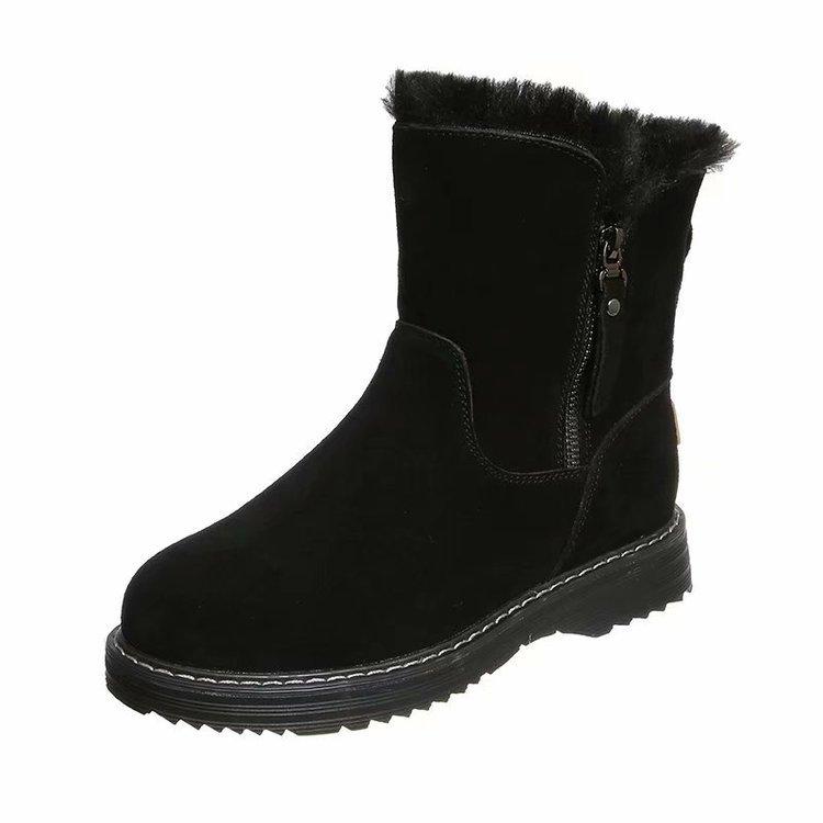 Fur integrated Northeast snow boots women's new winter student velvet cotton shoes flat non-slip short boots