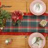 Holiday Home Table Linens Retro Plaid Christmas Runner, Red Ruffled Trim Decorative Mat, Classic British Style Flag & Green Mat for Dining,