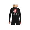 Nike Logo Print Round Neck Long Sleeve T-Shirt Kids Tops Black DO1838-010
