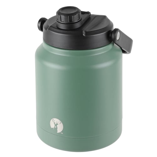 CAPTAIN STAG Sports Bottle, Direct Drinking, Double Stainless Steel Bottle, Vacuum Insulated, Keeps Drinks Cold, HD Water Tank, 2.5L, Antique Green, U