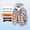 Men's European Style Plaid Hooded Long-Sleeve Shacket, Loose Fit, Plus Size
