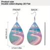 Ocean Blue Sea with Pink Beach PU Earrings for Women, Beach Themed Pink Laser Water Ripple Print Drop Earrings, Women's Fashion Drape Earrings,
