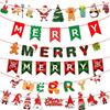 Christmas Banner Colorful Flag Decor For Home Ornaments Xmas New Year Elk Santa